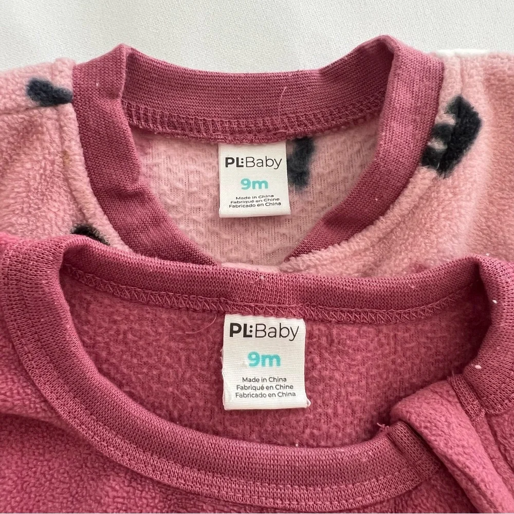 PL Baby by Petit Lem Pajamas Micropolar ‎ Sleepers, 2-Pack 9Months